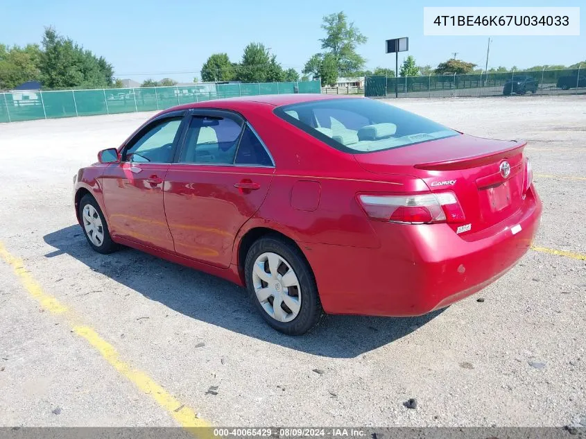 4T1BE46K67U034033 2007 Toyota Camry Le