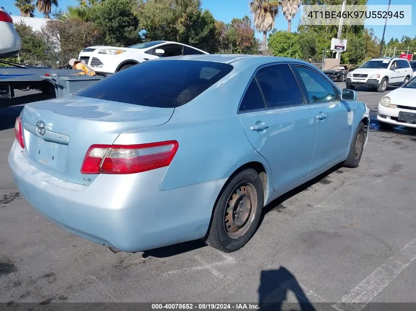 2007 Toyota Camry Le VIN: 4T1BE46K97U552945 Lot: 40078652