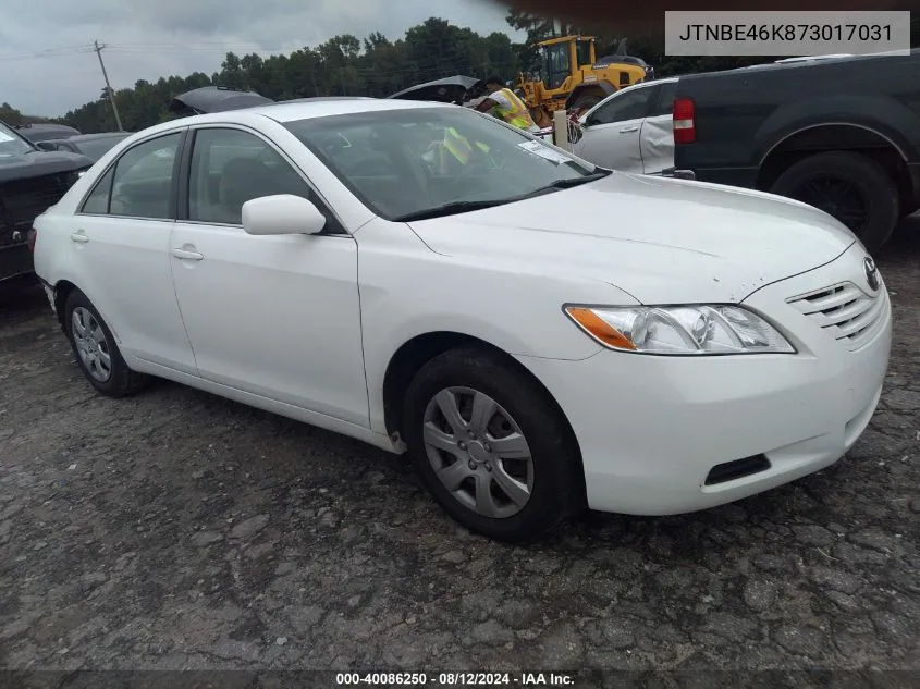 2007 Toyota Camry Le VIN: JTNBE46K873017031 Lot: 40086250