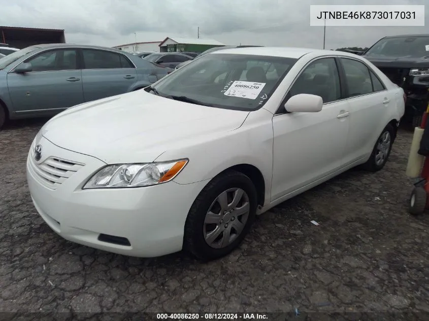 2007 Toyota Camry Le VIN: JTNBE46K873017031 Lot: 40086250