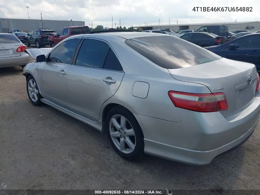 2007 Toyota Camry Se VIN: 4T1BE46K67U654882 Lot: 40092635