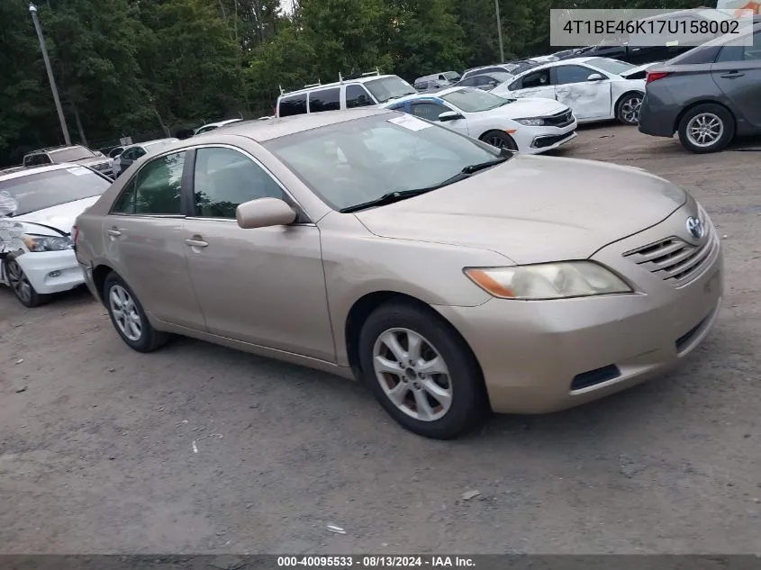 2007 Toyota Camry Le VIN: 4T1BE46K17U158002 Lot: 40095533