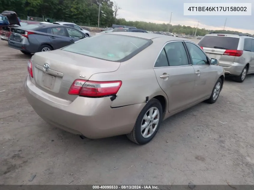 4T1BE46K17U158002 2007 Toyota Camry Le