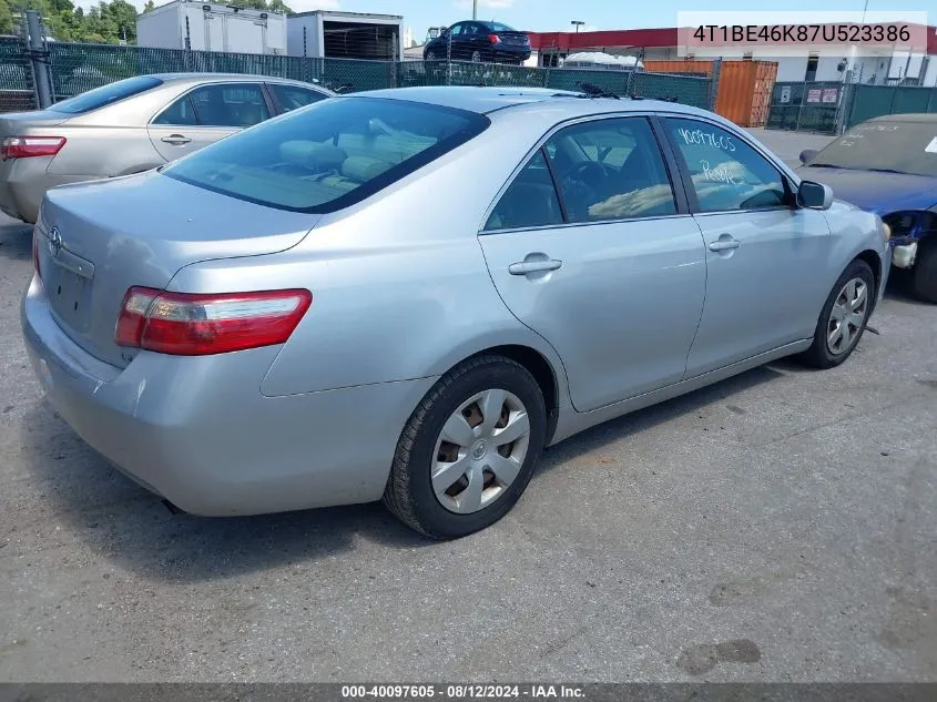 4T1BE46K87U523386 2007 Toyota Camry Le