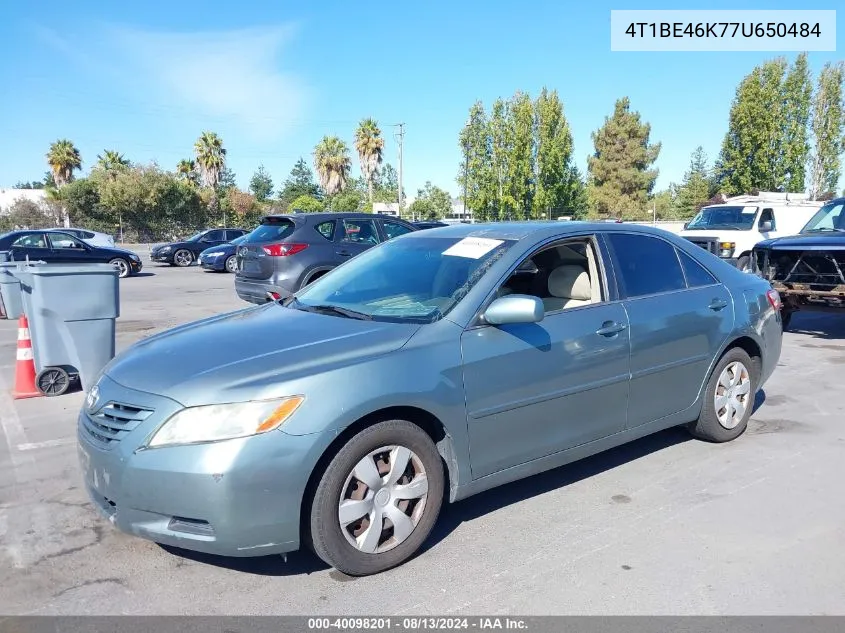 2007 Toyota Camry Le VIN: 4T1BE46K77U650484 Lot: 40098201