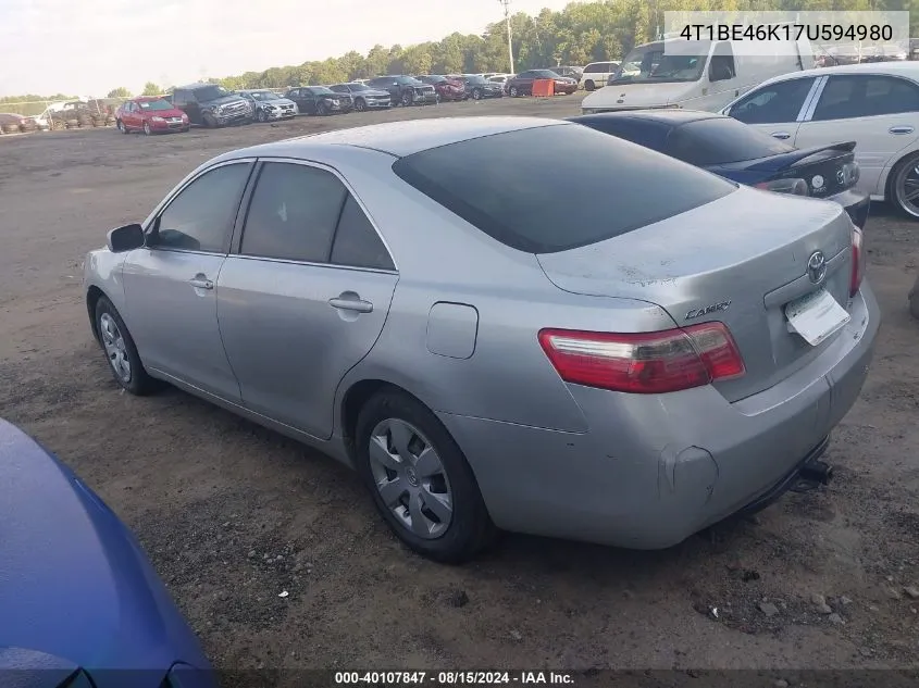 2007 Toyota Camry Le VIN: 4T1BE46K17U594980 Lot: 40107847