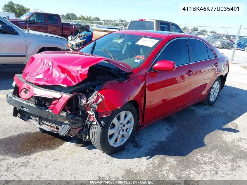 4T1BK46K77U035491 2007 Toyota Camry Xle V6