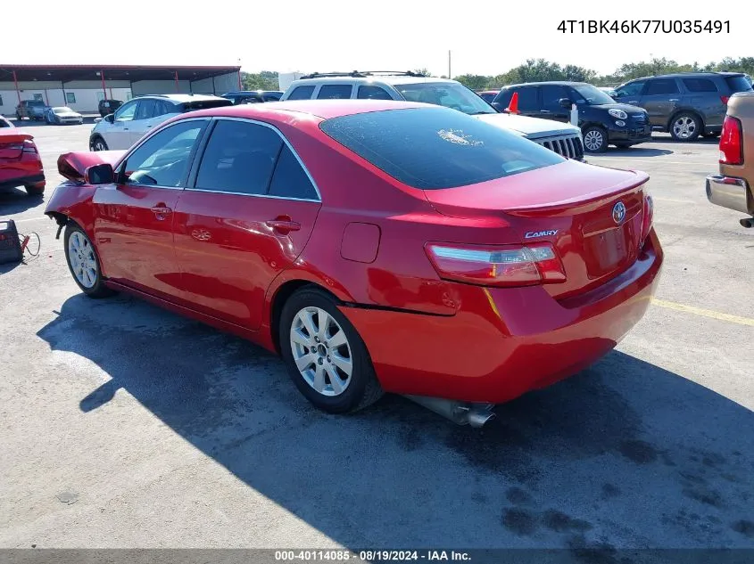 4T1BK46K77U035491 2007 Toyota Camry Xle V6