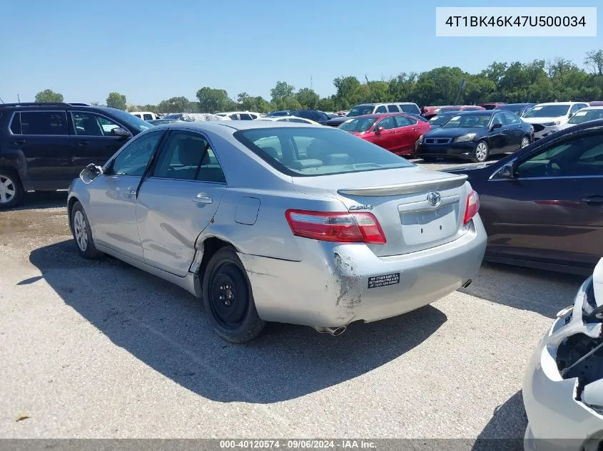 4T1BK46K47U500034 2007 Toyota Camry Xle V6