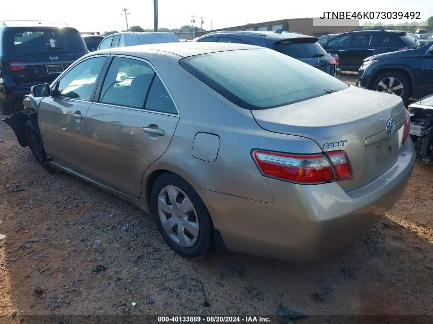 2007 Toyota Camry Le VIN: JTNBE46K073039492 Lot: 40133889