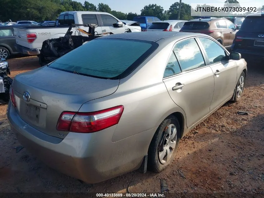 JTNBE46K073039492 2007 Toyota Camry Le