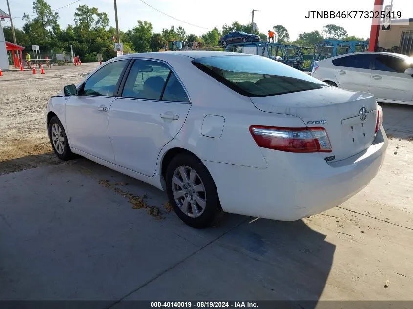 2007 Toyota Camry Hybrid VIN: JTNBB46K773025419 Lot: 40140019