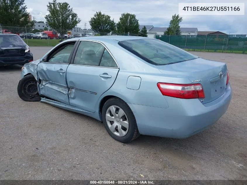 4T1BE46K27U551166 2007 Toyota Camry Le