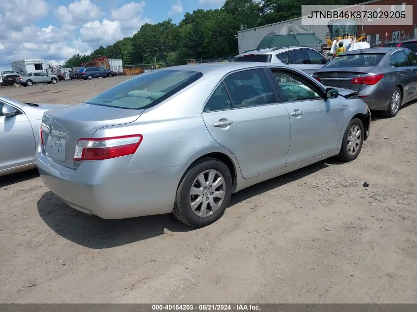 2007 Toyota Camry Hybrid VIN: JTNBB46K873029205 Lot: 40154203