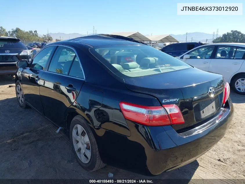 2007 Toyota Camry Ce/Le/Xle/Se VIN: JTNBE46K373012920 Lot: 40155493