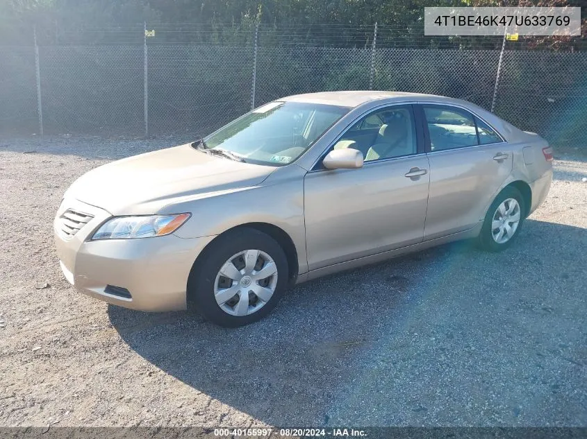 2007 Toyota Camry Le VIN: 4T1BE46K47U633769 Lot: 40155997