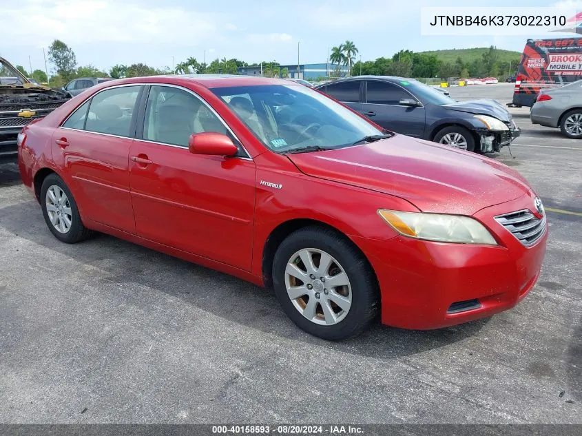 2007 Toyota Camry Hybrid VIN: JTNBB46K373022310 Lot: 40158593