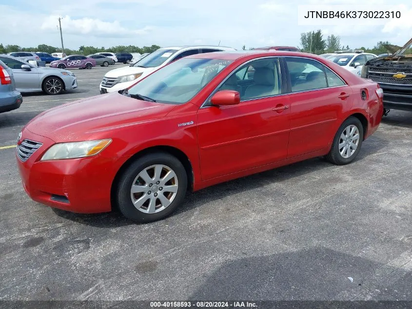 2007 Toyota Camry Hybrid VIN: JTNBB46K373022310 Lot: 40158593