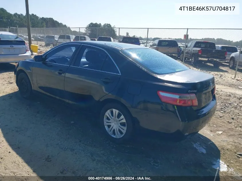 2007 Toyota Camry Ce VIN: 4T1BE46K57U704817 Lot: 40174986