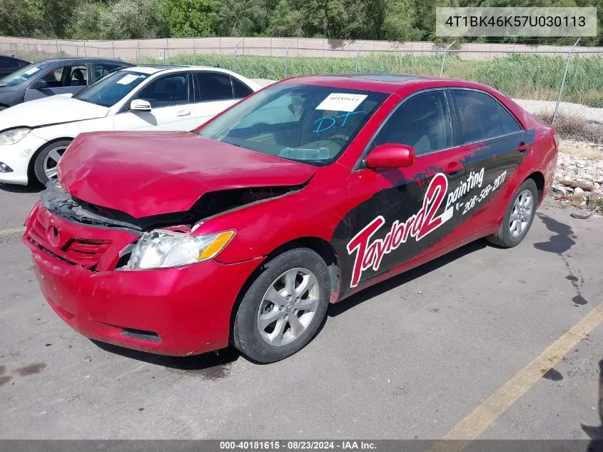 4T1BK46K57U030113 2007 Toyota Camry Le V6