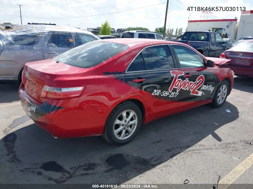 4T1BK46K57U030113 2007 Toyota Camry Le V6