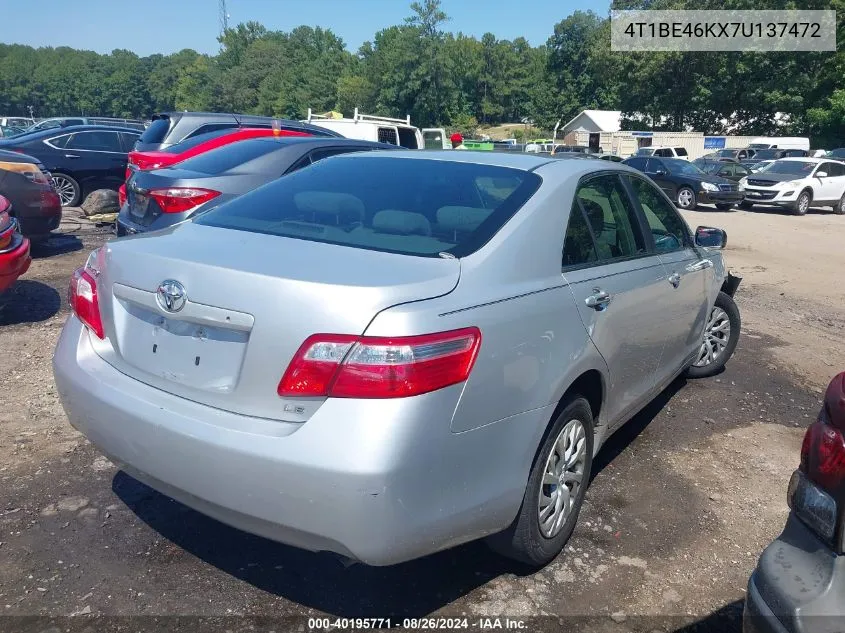 4T1BE46KX7U137472 2007 Toyota Camry Le