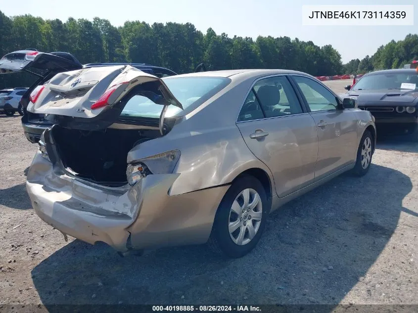 2007 Toyota Camry Le VIN: JTNBE46K173114359 Lot: 40198885