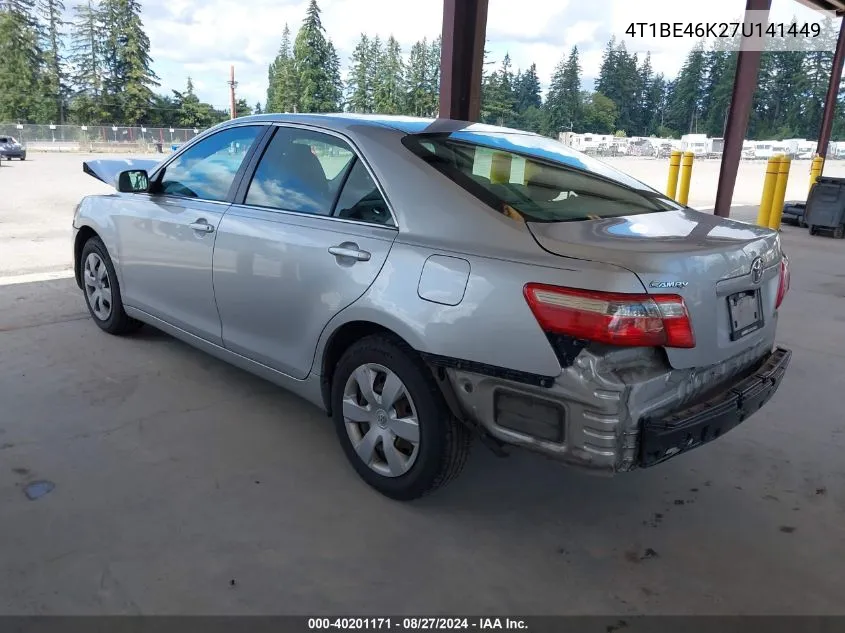 2007 Toyota Camry Ce VIN: 4T1BE46K27U141449 Lot: 40201171