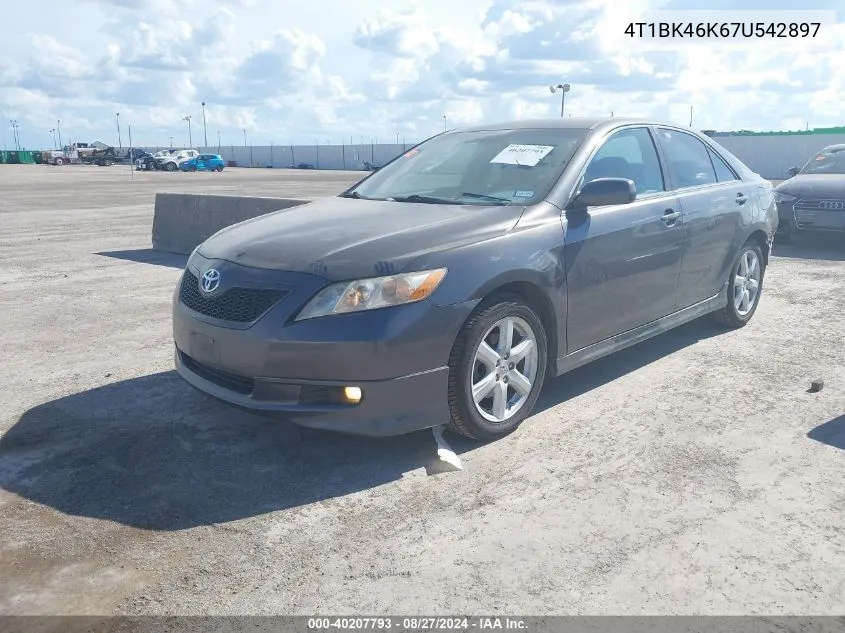 4T1BK46K67U542897 2007 Toyota Camry Se V6