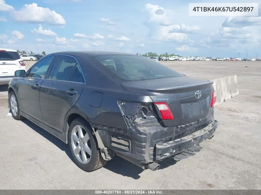 4T1BK46K67U542897 2007 Toyota Camry Se V6