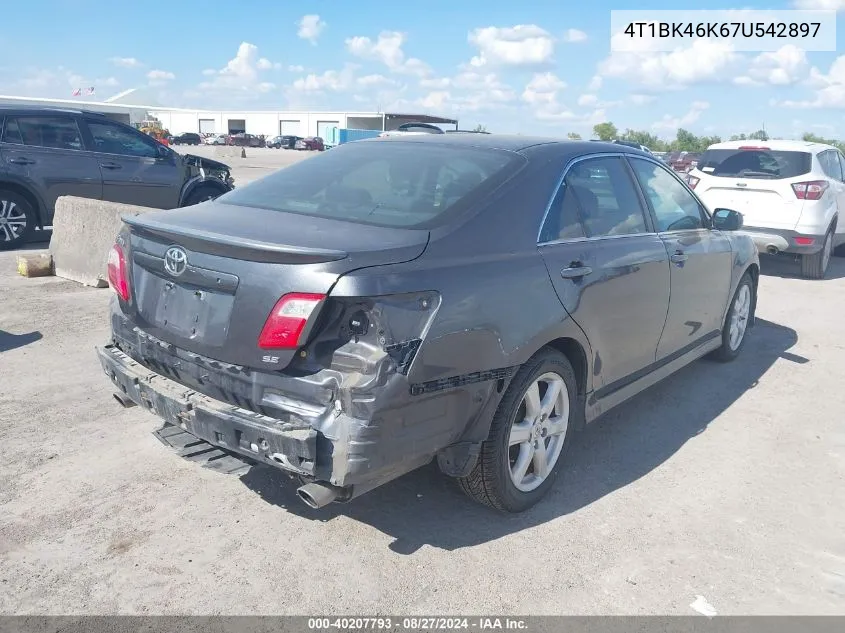 4T1BK46K67U542897 2007 Toyota Camry Se V6