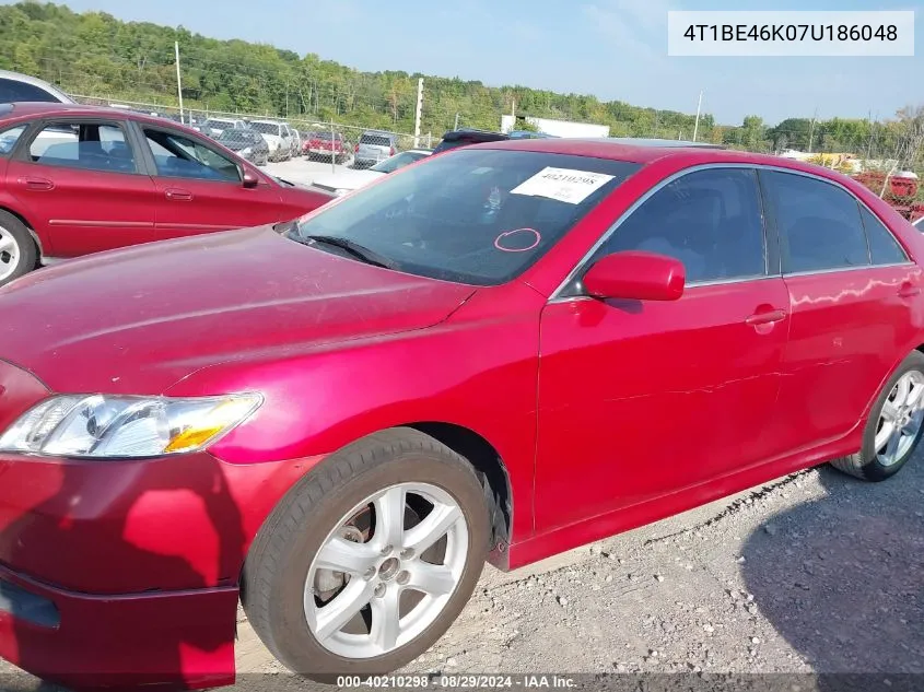 2007 Toyota Camry Se VIN: 4T1BE46K07U186048 Lot: 40210298