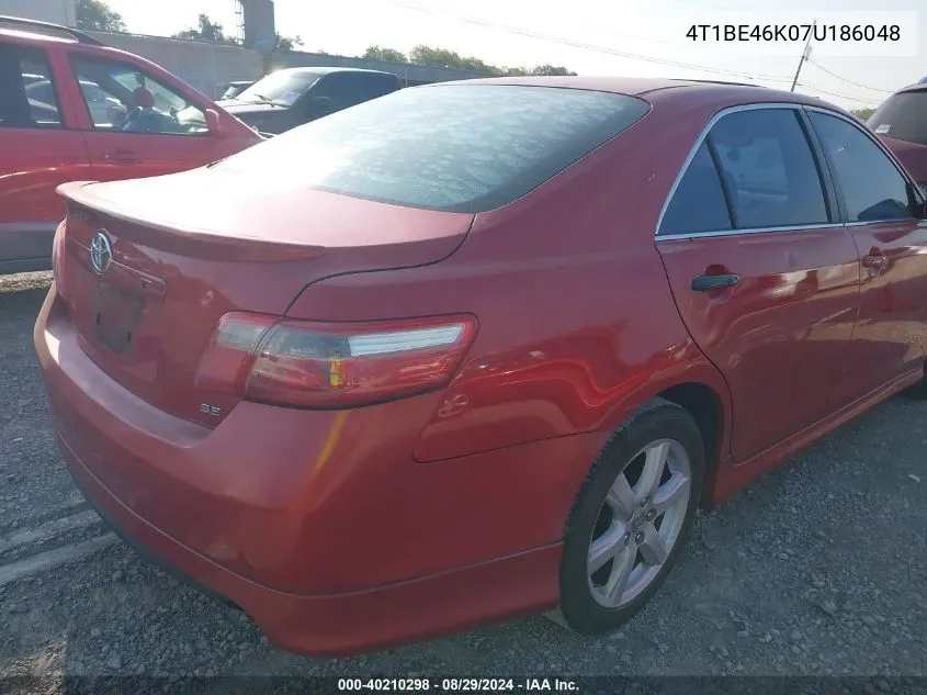 2007 Toyota Camry Se VIN: 4T1BE46K07U186048 Lot: 40210298