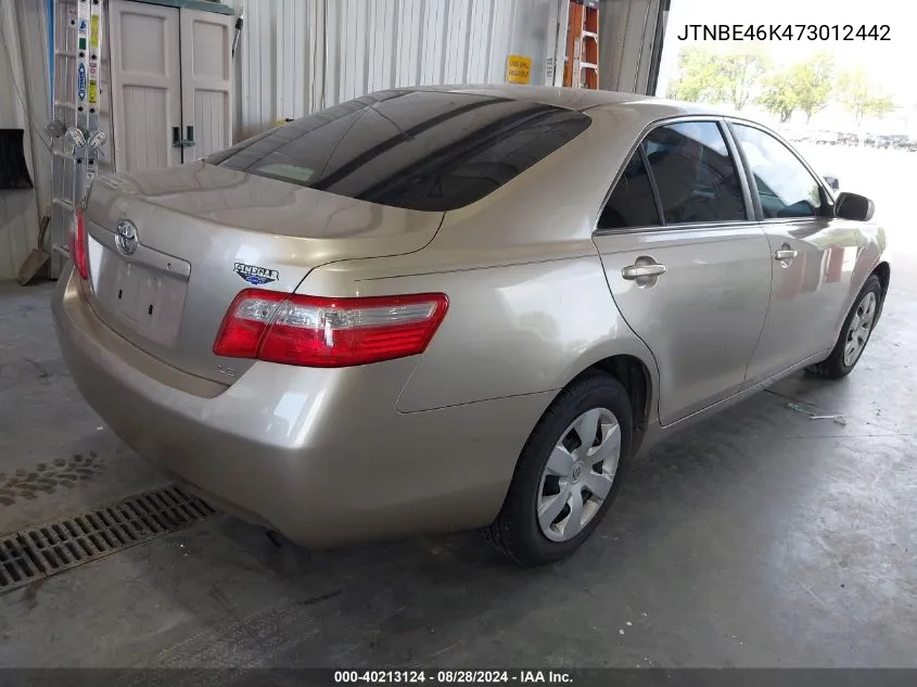 2007 Toyota Camry Le VIN: JTNBE46K473012442 Lot: 40213124