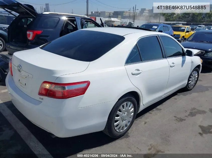 2007 Toyota Camry Le VIN: 4T1BE46K87U548885 Lot: 40214206