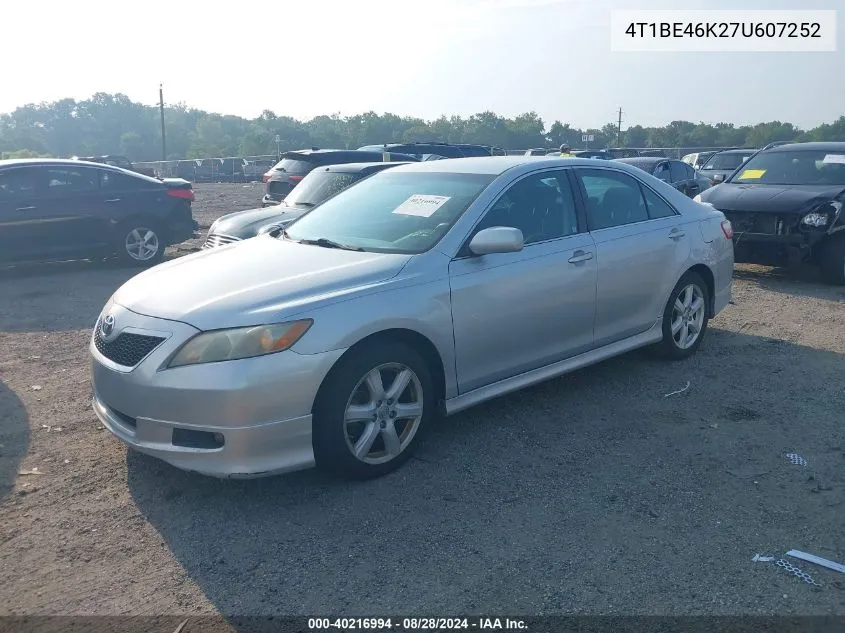 2007 Toyota Camry Se VIN: 4T1BE46K27U607252 Lot: 40216994