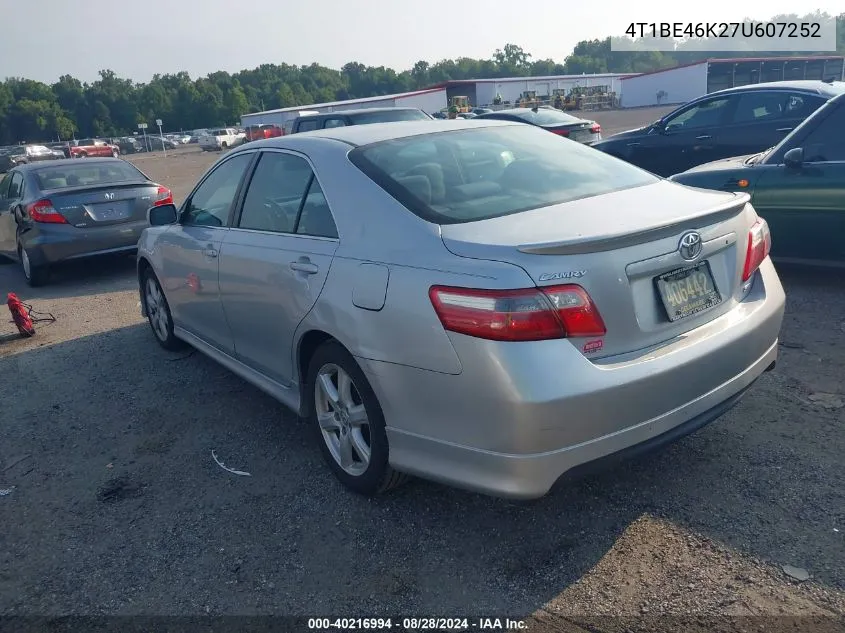 2007 Toyota Camry Se VIN: 4T1BE46K27U607252 Lot: 40216994