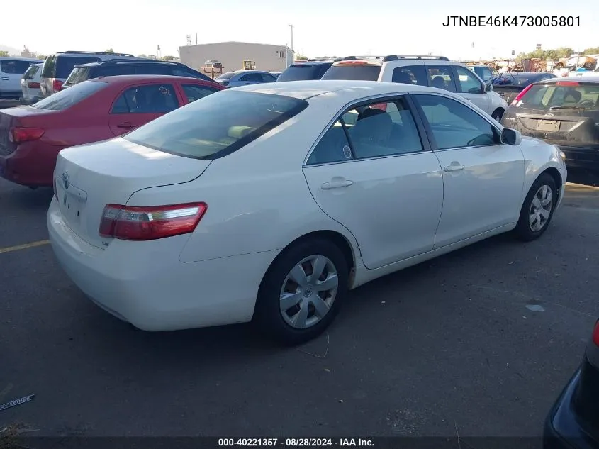 2007 Toyota Camry Le VIN: JTNBE46K473005801 Lot: 40221357