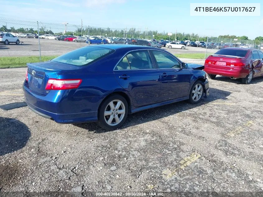 2007 Toyota Camry Se VIN: 4T1BE46K57U017627 Lot: 40230842