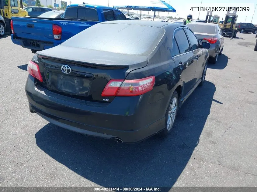 4T1BK46K27U540399 2007 Toyota Camry Se V6