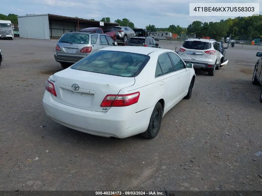 2007 Toyota Camry Le VIN: 4T1BE46KX7U558303 Lot: 40236173