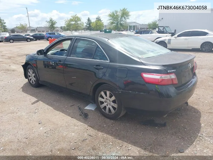 2007 Toyota Camry Xle V6 VIN: JTNBK46K673004058 Lot: 40238011