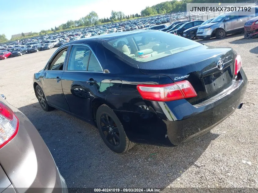 2007 Toyota Camry Xle VIN: JTNBE46KX73017192 Lot: 40241019