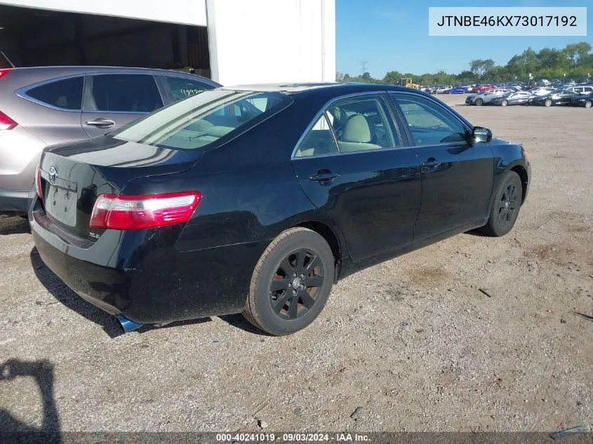 2007 Toyota Camry Xle VIN: JTNBE46KX73017192 Lot: 40241019