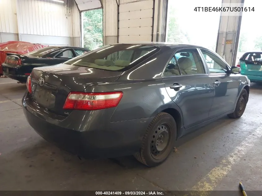 4T1BE46K67U501614 2007 Toyota Camry Le