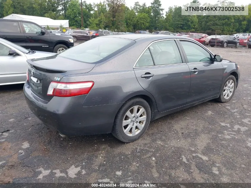 2007 Toyota Camry Hybrid VIN: JTNBB46KX73002538 Lot: 40245034