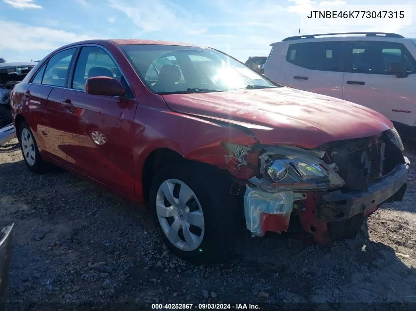 2007 Toyota Camry Le VIN: JTNBE46K773047315 Lot: 40252867