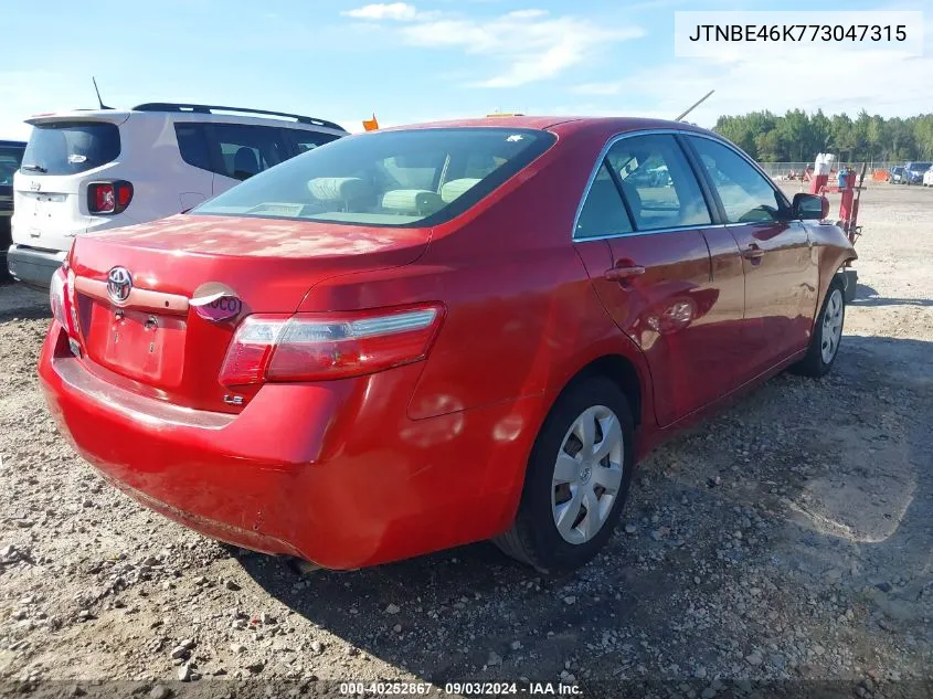 JTNBE46K773047315 2007 Toyota Camry Le