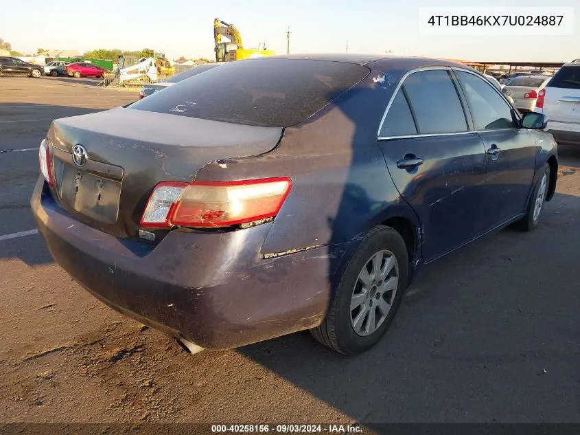 2007 Toyota Camry Hybrid VIN: 4T1BB46KX7U024887 Lot: 40258156