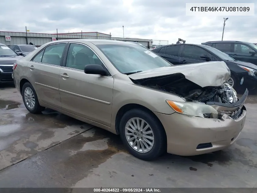 2007 Toyota Camry Le VIN: 4T1BE46K47U081089 Lot: 40264522